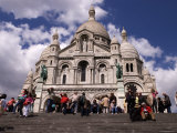 People on the Steps in Front of Basilique de Sacre Coeur in Montmatre  Paris  Ile-De-France  France