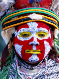 Sing Sing Group Member with Face Paint  Mt Hagen Cultural Show  Papua New Guinea