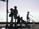 Family Takes an Early Evening Stroll along Redondo Beach in Los Angeles  Los Angeles  California