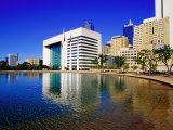 Skyline and City Hall Plaza Pool  Dallas  Texas