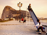Playground at Bay of Algeciras with Rock of Gibraltar in Background  Andalucia  Spain