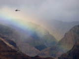 Helicopter and Rainbow at Waimea Canyon  Waimea Canyon State Park  Kauai  Hawaii