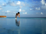 Girl Diving into Pool  Mafushivaru  Ari Atoll  Alifu  Maldives