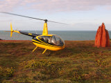 Helicopter About to Take off with Termite Mound at Right  North of Cooktown  Australia