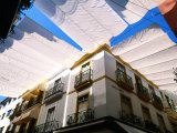 Awnings over Calle Sierpes Street  Sevilla  Andalucia  Spain