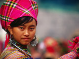 Ethnic Flowery H'Mong Woman at Weekly Market in Vietnam's North  Can Cau  Lao Cai  Vietnam