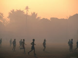 Children Playing Soccer at Sunset  Tha Khaek  Khammuan  Laos