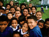 Group of Schoolchildren Smiling  Upolu  Samoa