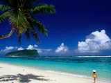 Female Tourist on Lalomanu Beach  Upolu  Samoa