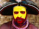 Man from Egele Tribe Wearing Face Paint at Enga Cultural Show  Papua New Guinea
