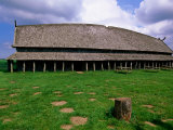 Longhouse in Stave Style at Viking Ring Fortress  Trelleborg  West Zealand  Denmark