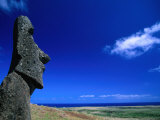 Traditional Moai Carved Form Soft Volcanic Rock at Rano Raraku  Easter Island  Valparaiso  Chile