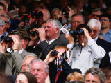 Crowd at Races Using Binoculars  Galway Horse Races  Ireland