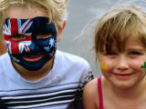 Children with Their Faces Painted at Australian Tennis Open  Melbourne  Victoria  Australia