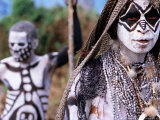 Sing Sing Group Members with Skeleton-Like Body Paint at Mt Hagen Cultural Show  Papua New Guinea