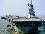Shrimp Trawler and USS Lexington Aircraft Carrier  Corpus Christi  Texas
