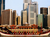Chinese Junk and City Skyline at Dawn  Singapore