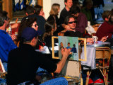 Ile St Louis  Outdoor Cafe  Painter at Work  Paris  Ile-De-France  France