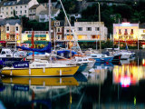 Lights and Yachts Reflected in Harbour at Dusk  Torquay  Torbay  England