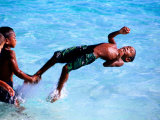 Children Playing in Water  Lifou Island  Loyalty Islands  New Caledonia
