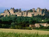 La Cite  12th Century Castle in Distance  Carcassonne  Languedoc-Roussillon  France
