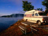 Campervan Parked Beside Lake  Ozark National Park  Missouri