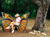 Woman Sitting in Butterfly Chair at Botanical Gardens  Zilker Park  Austin  Texas