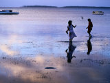 Children Standing in Shallow Tide  Tongatapu Island  Tongatapu Group  Tonga