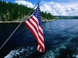 American Flag on Boat  Lake Coeur d'Alene  Coeur d'Alene  Idaho