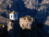 Clifftop Bell-Tower with Backdrop of Rugged Mountains  Guadalest  Valencia  Spain