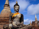 The Seated Buddha at Wat Mahathat in Sukhothai Historical Park  Thailand