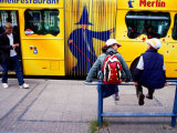 Children Waiting for Bus at Holstentorplatz  Lubeck  Schleswig-Holstein  Germany