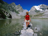 Vanoise Pass Lac des Assiettes  Hiker  Vanoise National Park  Rhone-Alpes  France