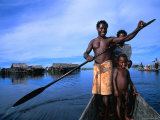 Local Sepik River Family in Dugout Canoe  Madang  Papua New Guinea