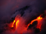 Lava Flowing into the Ocean from Puu Oo Vent  Mt Kilauea  Hawaii Volcanoes National Park  Hawaii