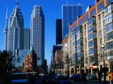 Flatitron Building Overshadowed by Skyscrapers  Toronto  Canada