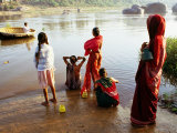 Females Washing in River in Morning  Hampi  Karnataka  India