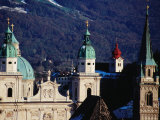 Belltowers of Church  from Monschberg Hill  Salzburg  Salzburg Province  Austria