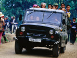 Market Goers in Vietnam Transport Their Produce in Russian Made Jeep  Lao Cai  Vietnam