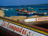 Boats on Waterfront of Chichiriviche with Islands in Background  Falcon  Venezuela