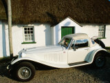 Mg Sports Car Outside Thatched Cottage  Tipperary  Munster  Ireland