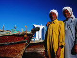 Two Arab Workers in Dhow Harbour  Dubai  United Arab Emirates