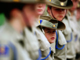 Cadets Standing to Attention During the Anzac Day Ceremony  Melbourne  Australia