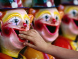Placing the Ball Down Clown's Mouth at Sunbury Show  Victoria  Australia