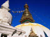 Swayambunath Temple with Prayer Flags  Kathmandu  Bagmati  Nepal