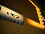 Exit Sign at the Sassari Train Station  Sardinia  Italy