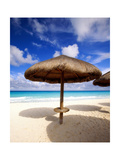 Palapa Umbrella on Cancun Beach  Mexico