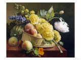 Still Life of Hollyhocks and Nasturtium