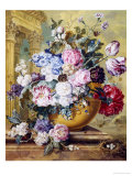 Still Life of Roses  Delphiniums and Tulips