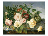 Still Life of Roses and Morning Glory